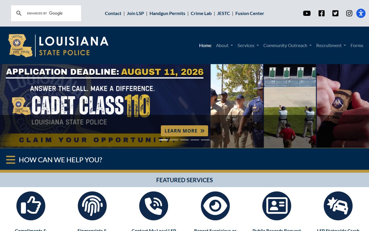 Louisiana State Police sex offender registry information page