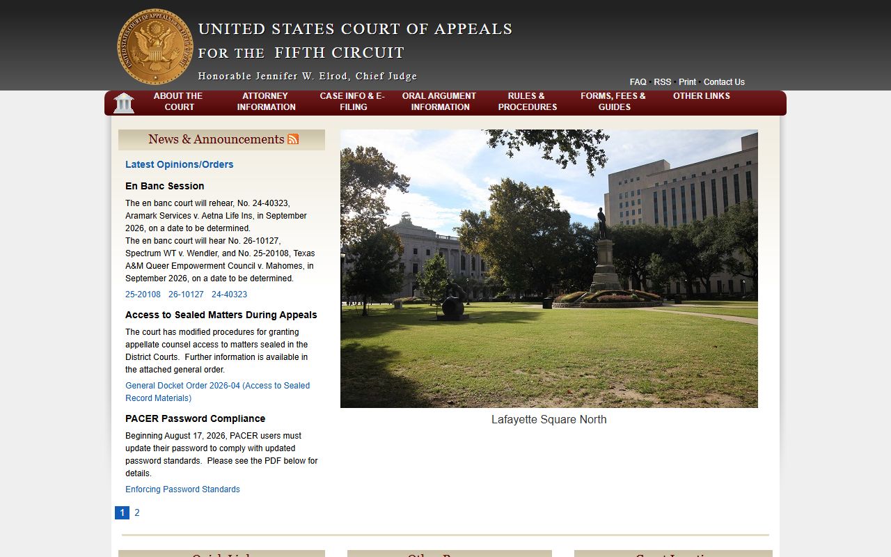 U.S. Court of Appeals for the Fifth Circuit homepage
