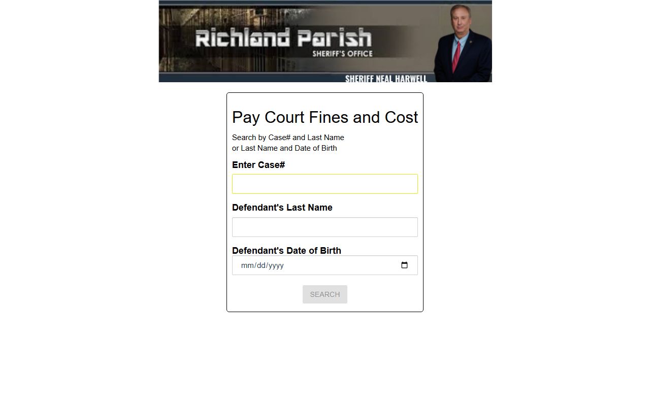Richland Parish court dockets court fine and cost payment portal