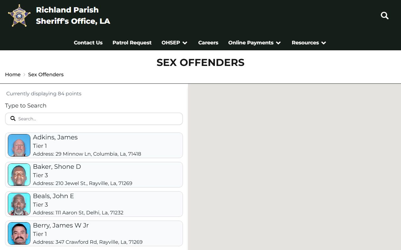 Richland Parish Sheriff sex offender feature page